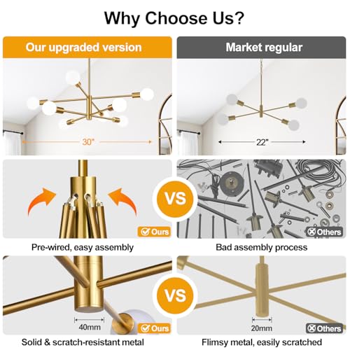 11" 52" Height Adjustable Modern Chandelier Ceiling Light Fixture
