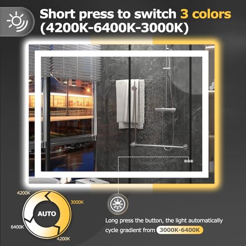 48"X36" LED Bathroom Mirror with Lights