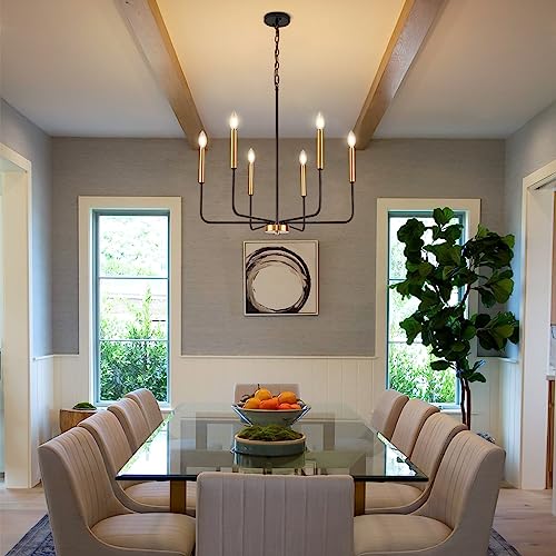 Modern Black and Gold Chandelier for Dining Room