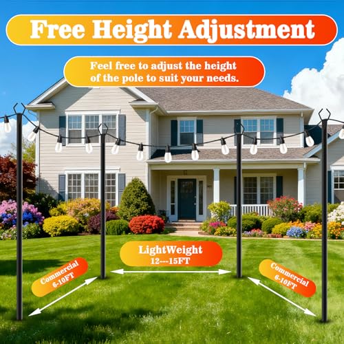 10 Pack String Light Poles