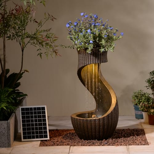26.77" Tall Solar Water Fountain Outdoor Waterfall Feature