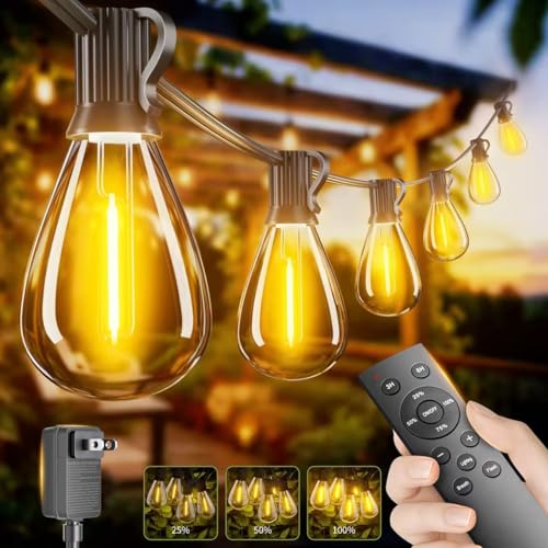 200FT Outdoor String Lights with Remote & Dimmable