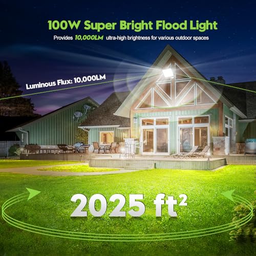 2 Pack 100W LED Flood Lights with Motion Sensor (2 Count)