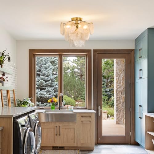 Gold Semi Flush Mount Chandelier