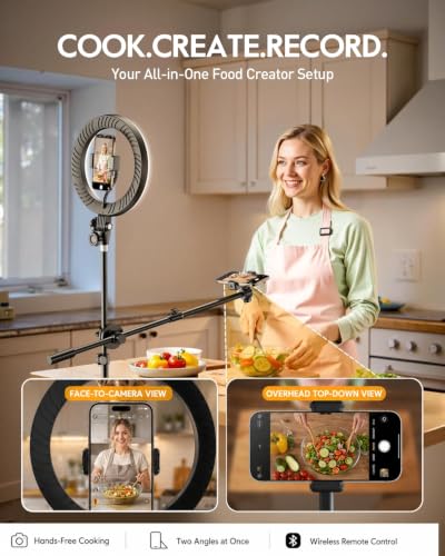 Upgrade Tripod Ring Light Stand with 2 Telescopic Arms