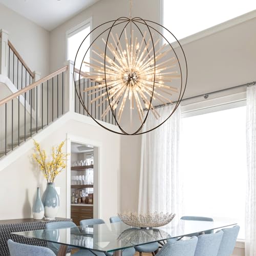 Extra Large Modern Black Crystal Chandelier for High Ceiling Foyer