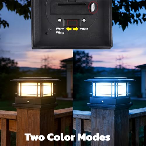 4x4 Solar Post Cap Lights Outdoor with 2 Color Modes (2 Count)