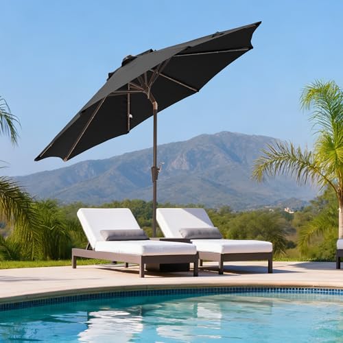 9 FT Patio Umbrella with lights Outdoor Umbrella for patio Black