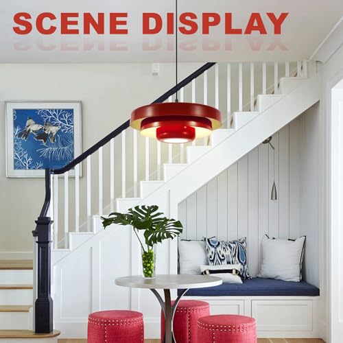 Red Adjustable Pendant Light Fixture Mid Century Hanging Light