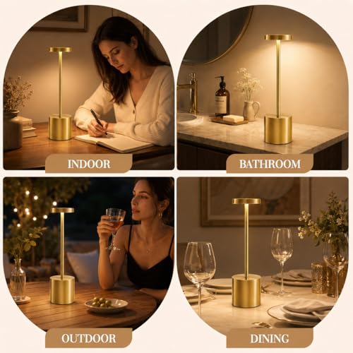 Gold Cordless Table Lamps Set of 2 (2 Count)