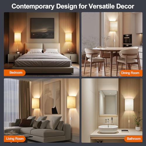 Plug in Wall Sconces Set of Two Wall Lights with On (2 Count)