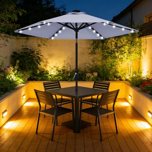 Solar Led Patio Umbrella with 24 Lights 7.5FT
