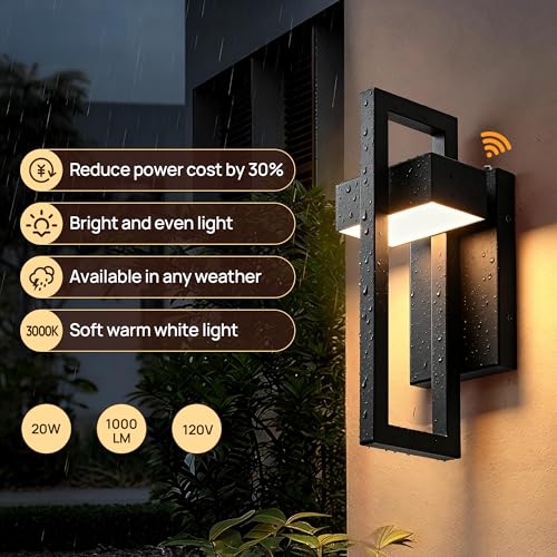 Dusk to Dawn Outdoor Wall Lights Modern LED Exterior Lighting Fixtures (2 Count)