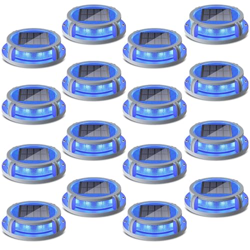 Solar Deck Lights Outdoor 2 Modes 16 LEDs 16 Pack (16 Count)