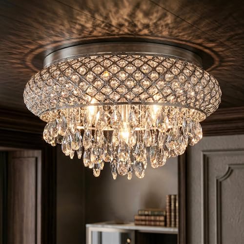 19.5'' Chrome Chandelier with Crystal Raindrop Prism