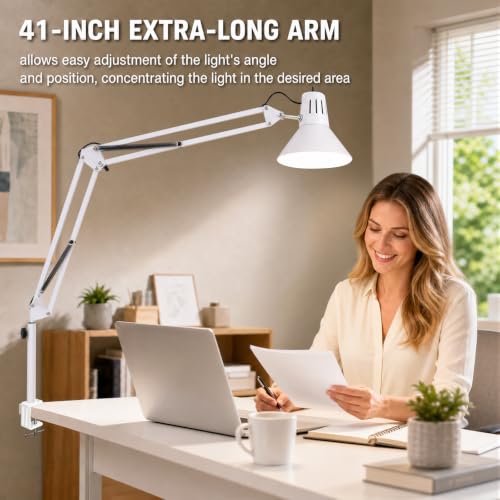 White Desk Lamp with Clamp