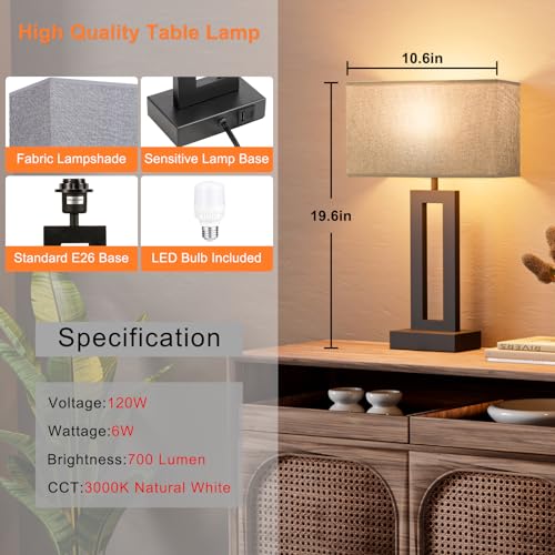 Nightstand Table Lamps for Bedrooms Set of 2 (2 Count)