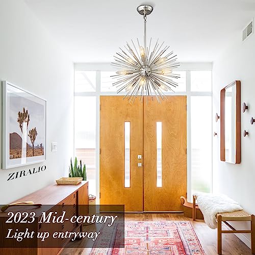 20in 9 Lights Nickel Sputnik Chandelier Mid