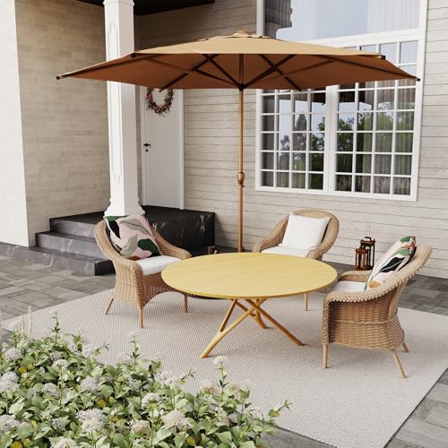 11FT Outdoor Patio Umbrella Outdoor Table Umbrella with Crank Market Umbrella 6 Sturdy Ribs UV Protection Waterproof and Push Button Tilt for Garden Deck Backyard Pool