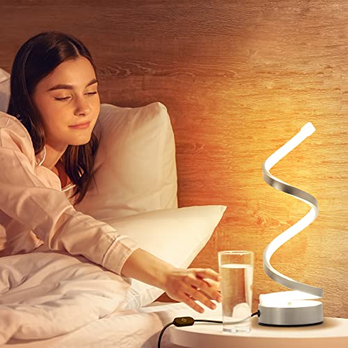 Silver Infinity Spiral LED Table Lamp