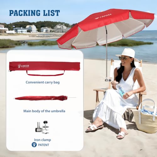 Chair Umbrella with Universal Clamp Adjustable 47 inches and 360° Swivel & UPF 50+ Protection Portable Sun Umbrella (2 Count)