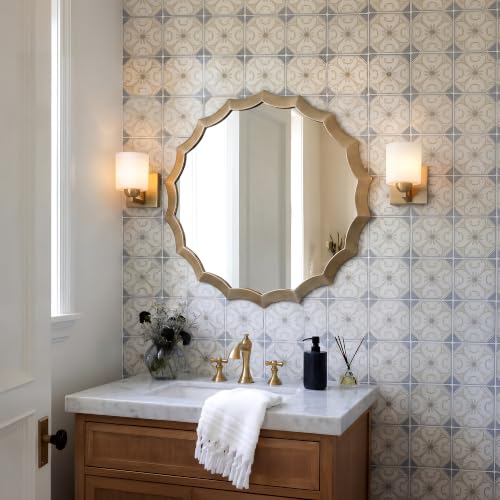 1 Light Brushed Gold Bathroom Vanity Light with White Glass Shade