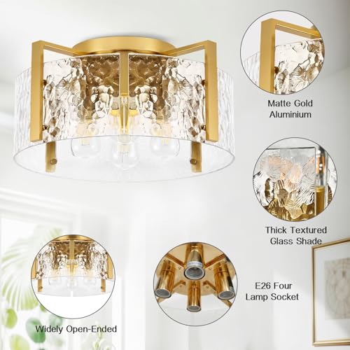 16'' Gold Semi Flush Mount Ceiling Light