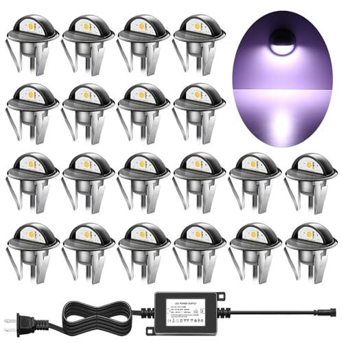 Pack of 20 Low Voltage LED Deck Lighting Kit Stainless Steel Waterproof Outdoor Landscape Garden Yard Patio Step Decoration Lamps LED In (20 Count)