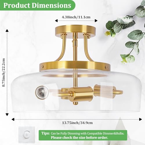 3 Light Semi Flush Mount Light Fixture