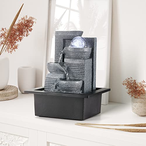 Tabletop Fountain Indoor Water Fountain with LED Crystal Ball
