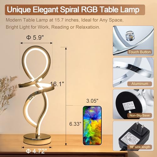 RGB Modern Small Table Lamp with LED Spiral Design