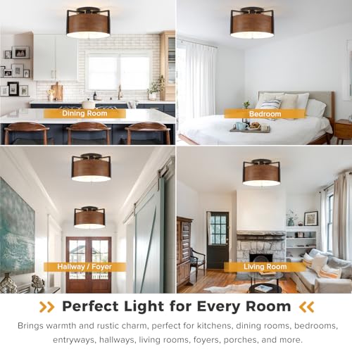 15'' Farmhouse Semi Flush Mount Ceiling Light