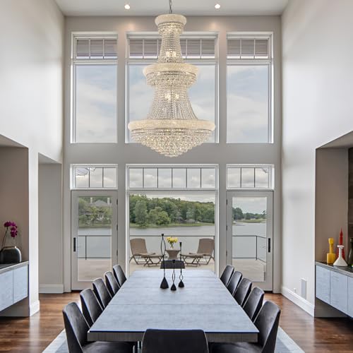 31 Lights Chrome Finish Large Empire Crystal Chandelier