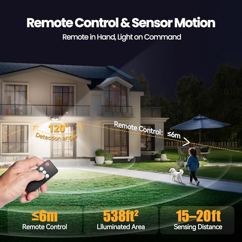 546 LED Motion Sensor Outdoor Lights with Remote Control Hook 2Pack (4 Count)