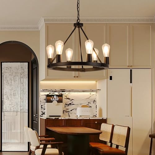 Black Wagon Wheel Chandelier