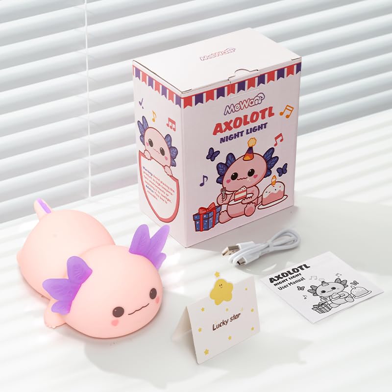 Huggwaii Squishy Axolotl Night Light for Kids