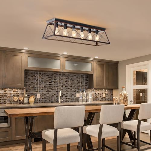 38" Large Brushed Bronze Flush Mount Ceiling Light for Kitchen
