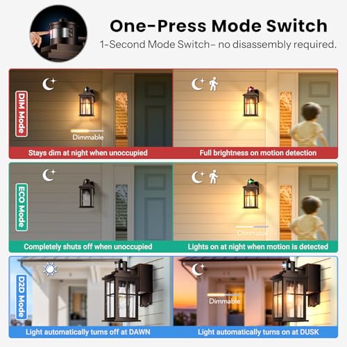 Motion Sensor Exterior Lighting Fixtures Wall Mount with Outlet (2 Count)