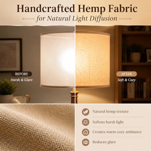 Brown Hemp Drum Lamp Shades Set of 2