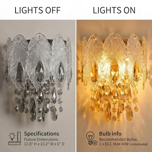 Modern 2 Light K9 Crystal Wall Sconce