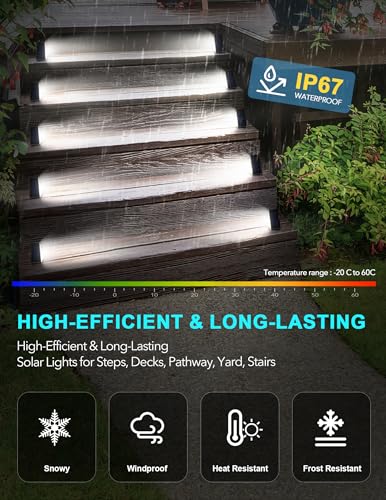 LED Solar Step Lights Stair Light Solar Deck Lights IP67 Solar Decoration Lights for Yard (6 Count)