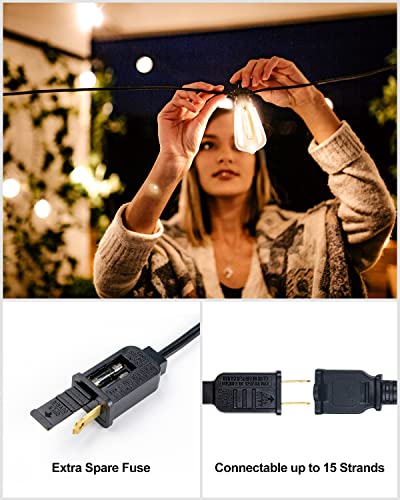 LED Outdoor String Lights 200FT Patio Lights with 96 Shatterproof ST38 Vintage Edison Bulbs (96 Foot)