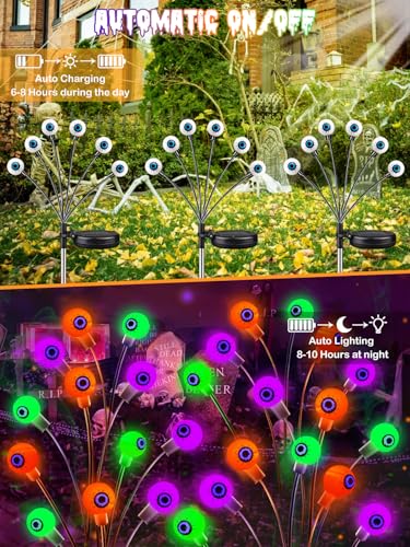 6 Pack Solar Halloween Decorations Outdoor 36 LED Solar Eyeball Lights (6 Count)