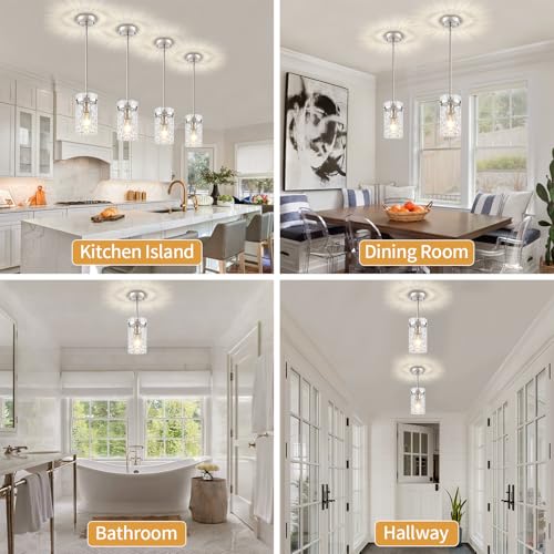 Brushed Nickel Pendant Light Fixtures Modern Kitchen Lighting Over Island