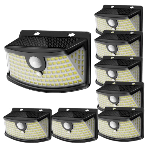 Solar Motion Sensor Lights Outdoor 120 LEDs (8 Count)
