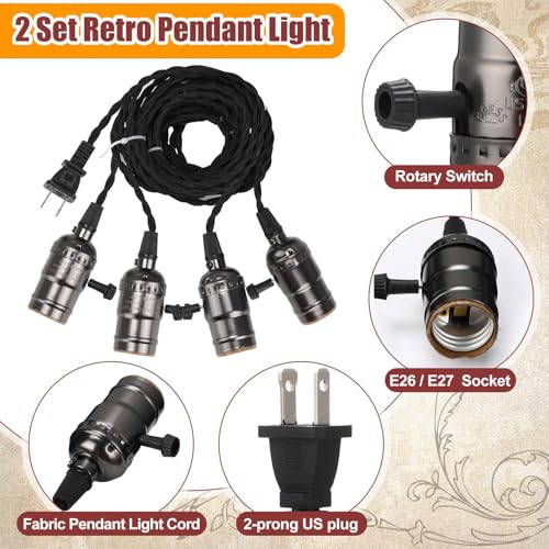 2 Pcs Pendant Light Sockets Cord Kit