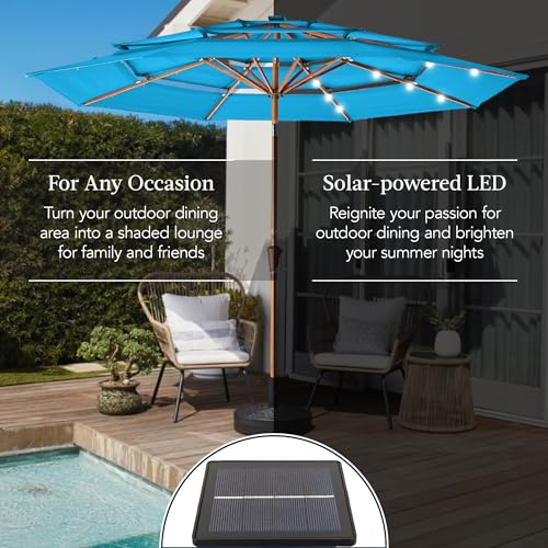 10ft 3 Tier Solar Patio Market Umbrella