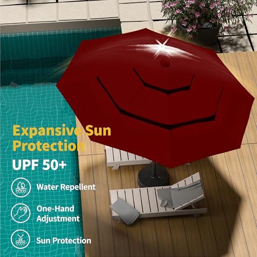 9ft 3 Tier Patio Umbrella with Solar Lights