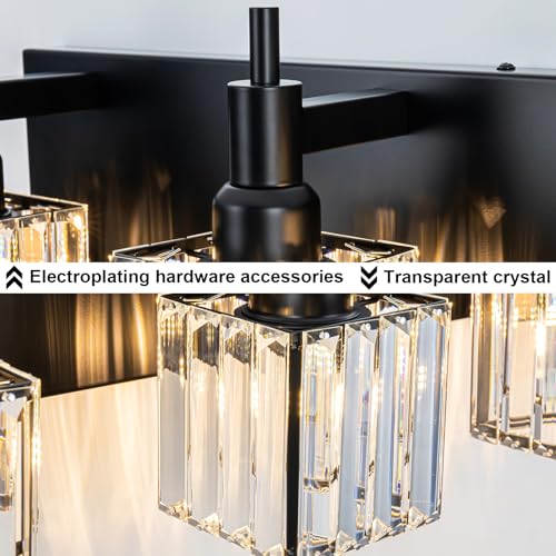 Black Crystal Bathroom Vanity Light 5