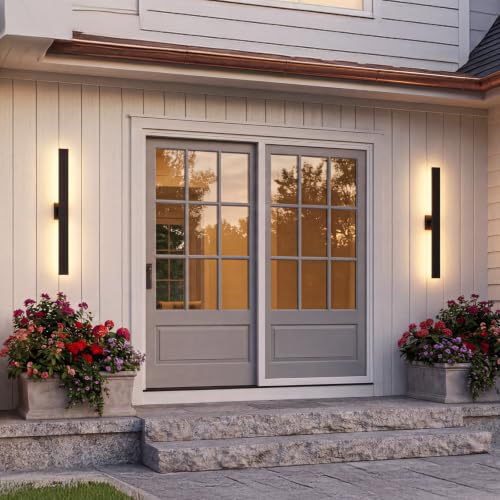 Aluminum 32 Inch Modern Wall Sconces Set of 2 LED 26W Black Sconce (2 Count)